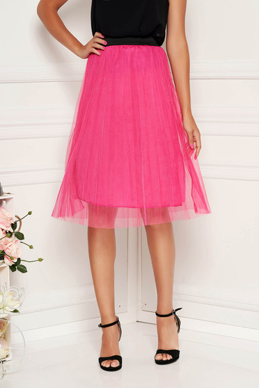 Purple skirt casual with elastic waist midi from tulle