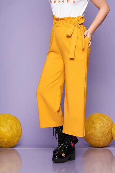 Mustard casual straight 3/4 trousers