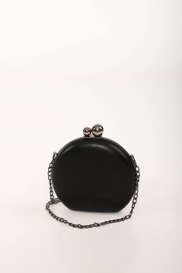 Black bag occasional faux leather long chain handle