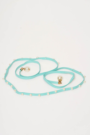 StarShinerS turquoise belt from ecological leather with pearls