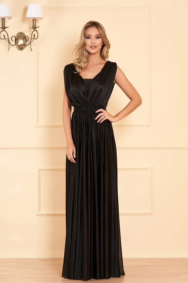Black dress occasional cloche with push-up cups with v-neckline from veil fabric