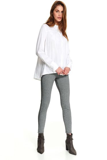 White women`s shirt casual short cut long sleeve with buttons