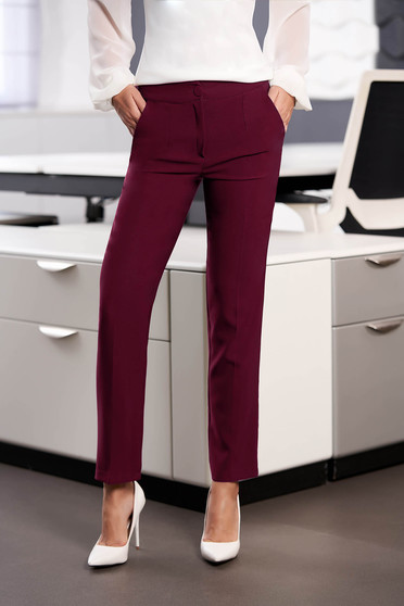 StarShinerS raspberry office trousers with pockets medium waist slightly elastic fabric with straight cut