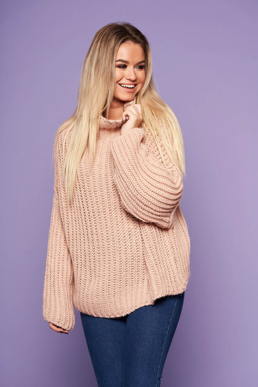 Lightpink flared sweater knitted fabric long sleeved