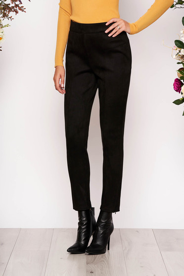 StarShinerS black casual high waisted trousers from velvet fabric