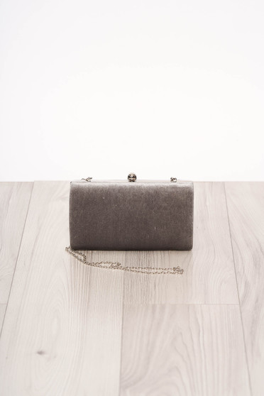 Bag grey long chain handle allure of satin buckle accessory from ecological suede occasional