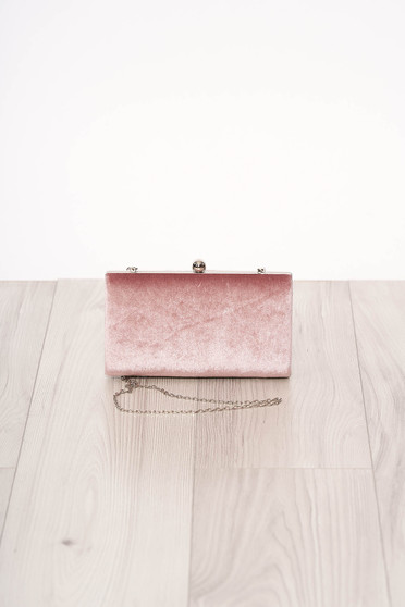 Bag pink long chain handle allure of satin buckle accessory from ecological suede occasional