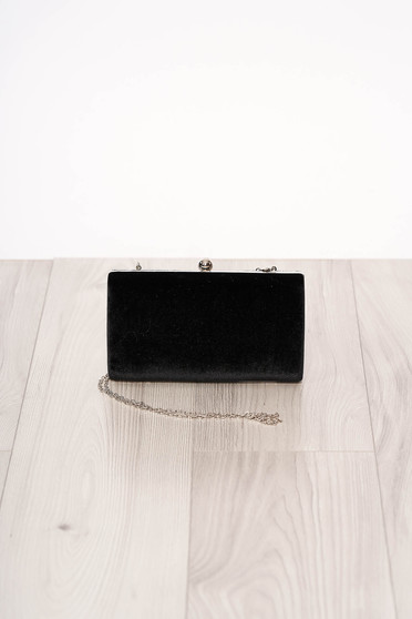 Bag black long chain handle allure of satin buckle accessory from ecological suede occasional