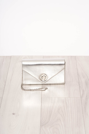 Bag silver long chain handle allure of satin buckle accessory ecological leather occasional