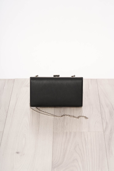 Bag black occasional long chain handle buckle accessory ecological leather