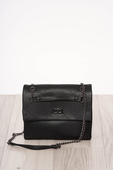 Bag black buckle accessory long chain handle ecological leather
