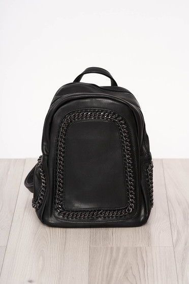 Backpacks black short handles long, adjustable handle metallic details ecological leather