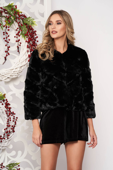 Fur black occasional long sleeved