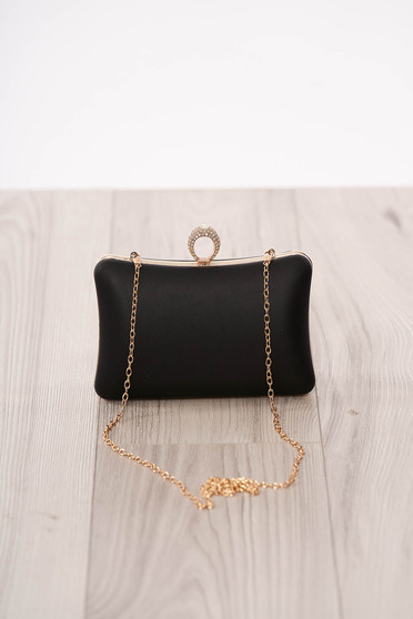 Bag black occasional from ecological leather long chain handle buckle accessory