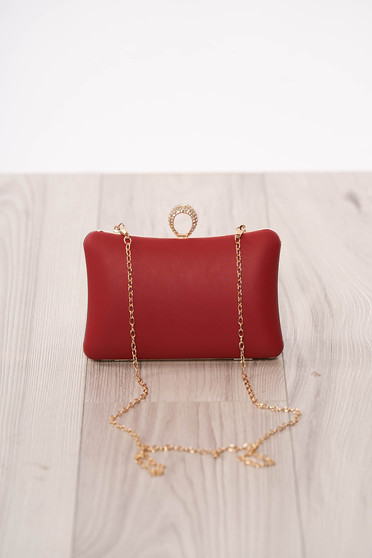 Bag red occasional from ecological leather long chain handle buckle accessory