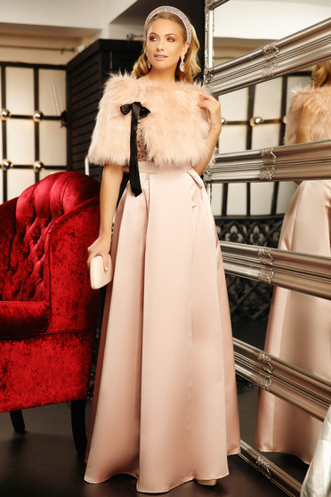 Lightpink fur satin ribbon fastening from ecological fur