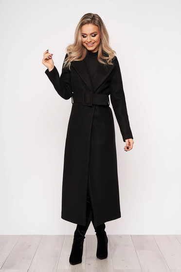 Black coat elegant arched cut without clothing casual