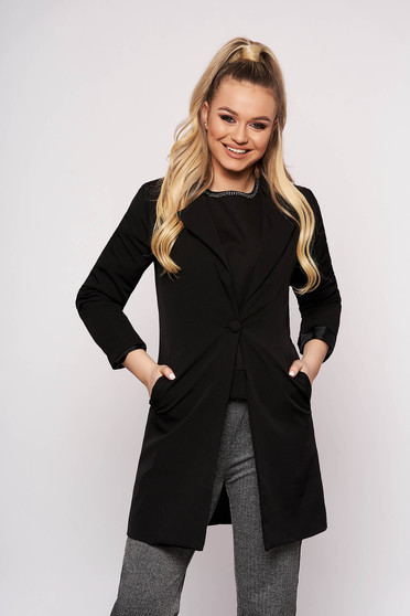 Black jacket casual cloth straight one button fastening