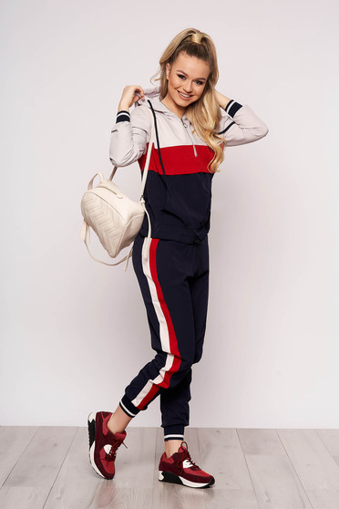 Red sport 2 pieces 2 pieces cotton with undetachable hood sporty