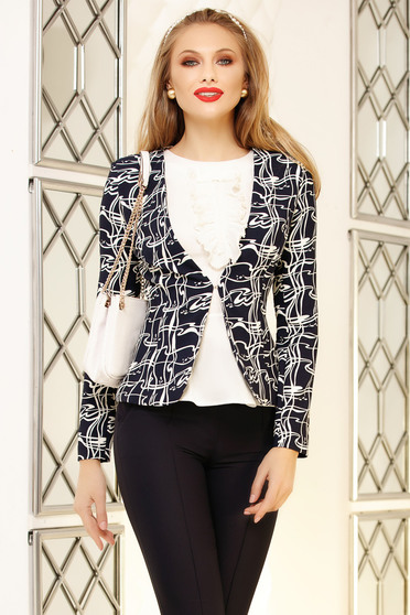 Jacket darkblue office tented short cut with graphic print cloth